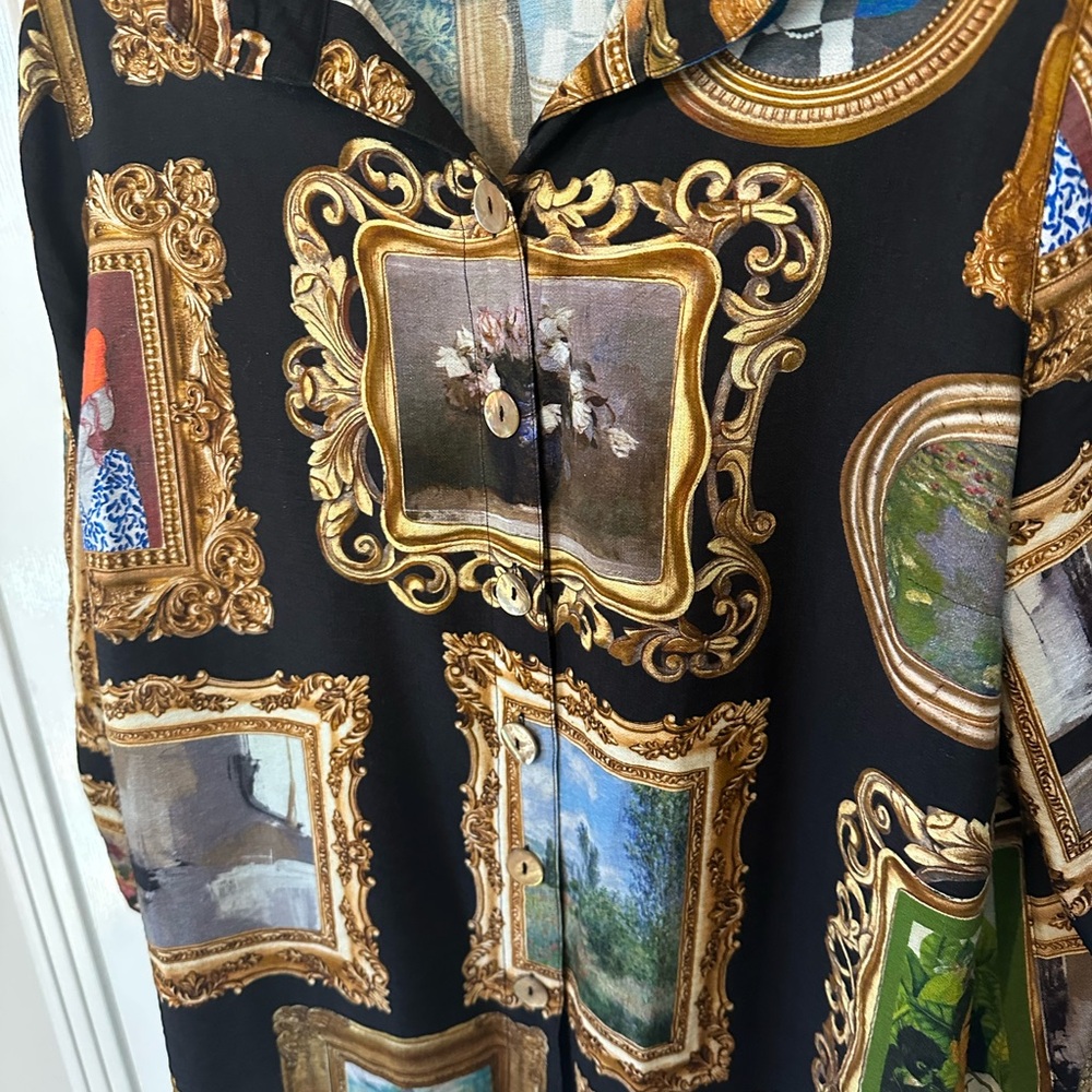 John Mark Black and Gold Art long sleeve blouse - Picture 3 of 16